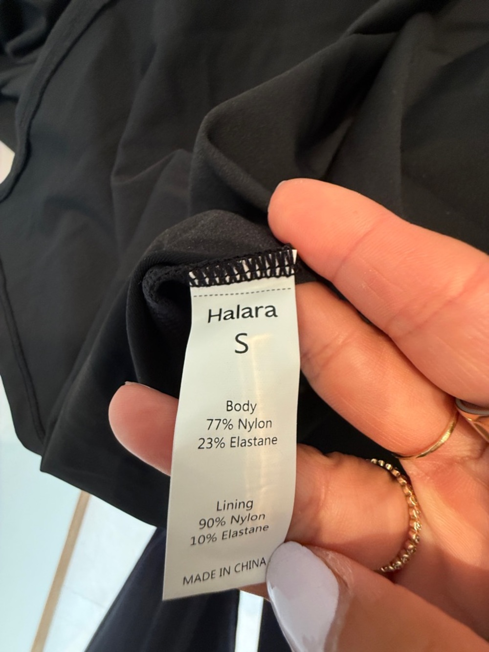 NWT HALARA Black Midi Dress with Square Neck Straps side ruching size small soft - Picture 7 of 8